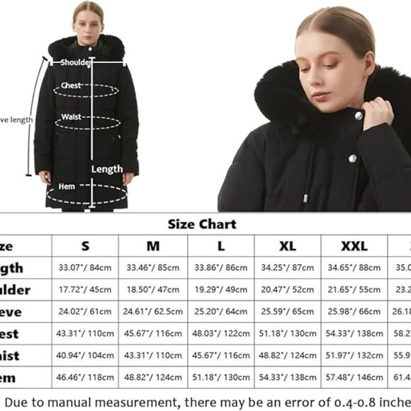 Moerdeng Women's Long Fleece Lined Parka Puffer Coat Faux Fur Hood Sz S - Picture 7 of 9